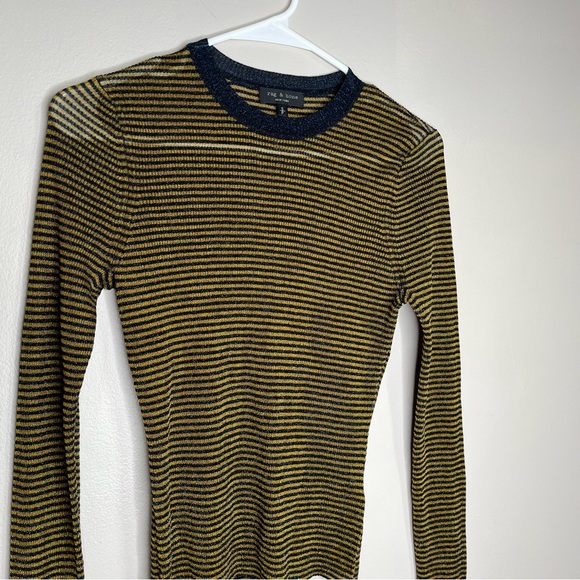 Rag & bone Raina Lurex Striped Crewneck Sheer Sweater Size Small - Picture 2 of 10